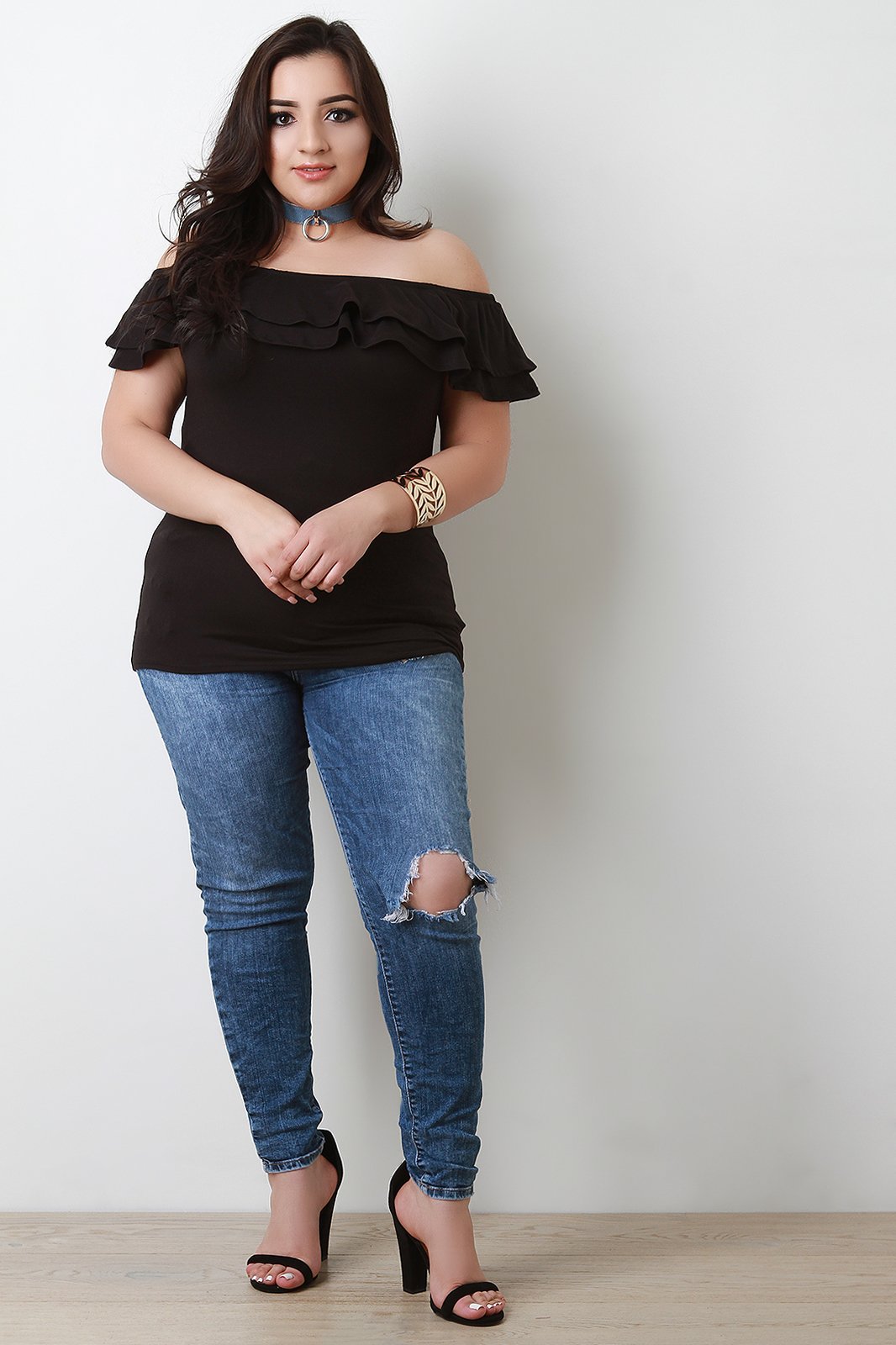 Jersey Knit Tiered Ruffle Top