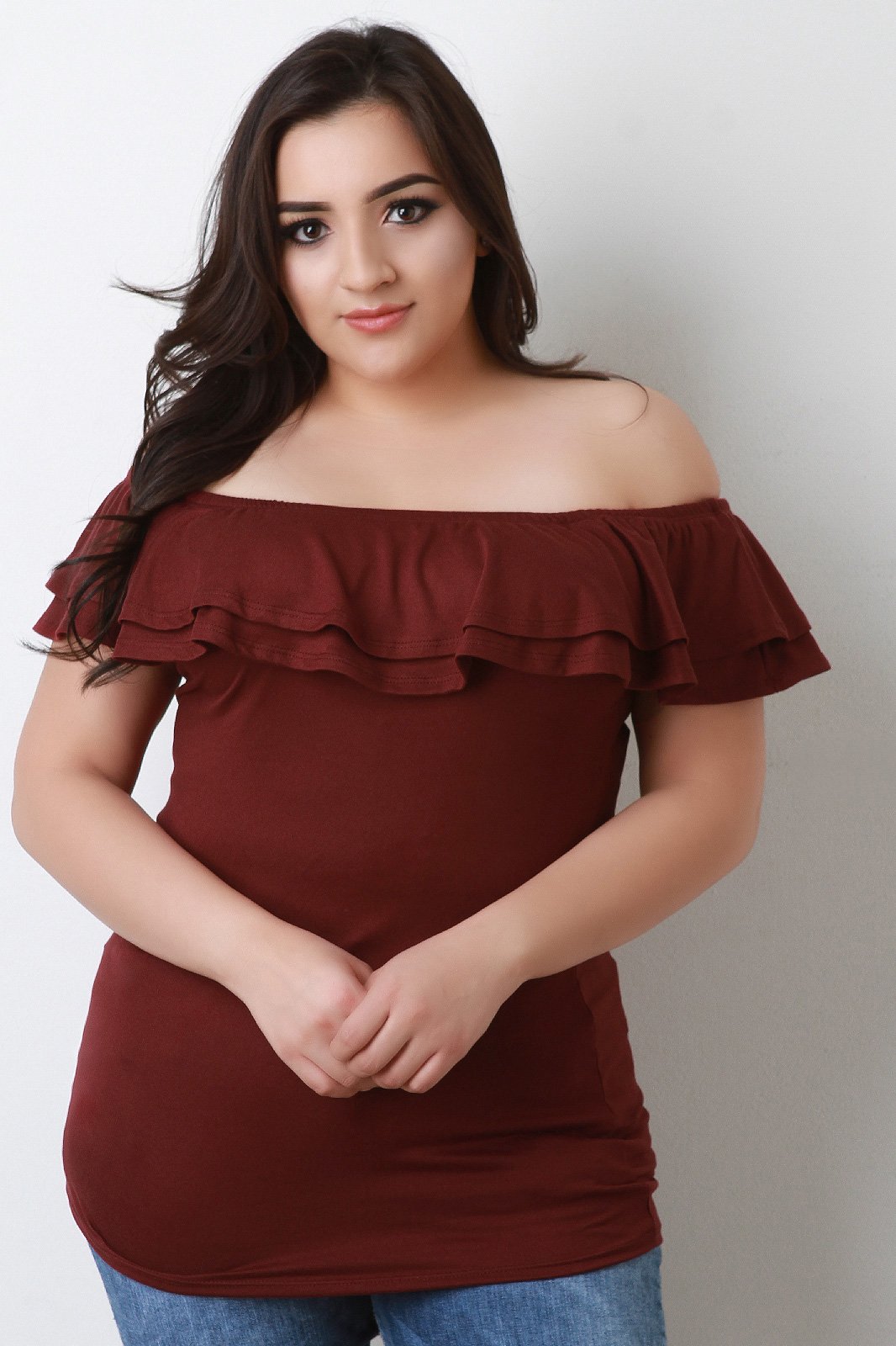 Jersey Knit Tiered Ruffle Top