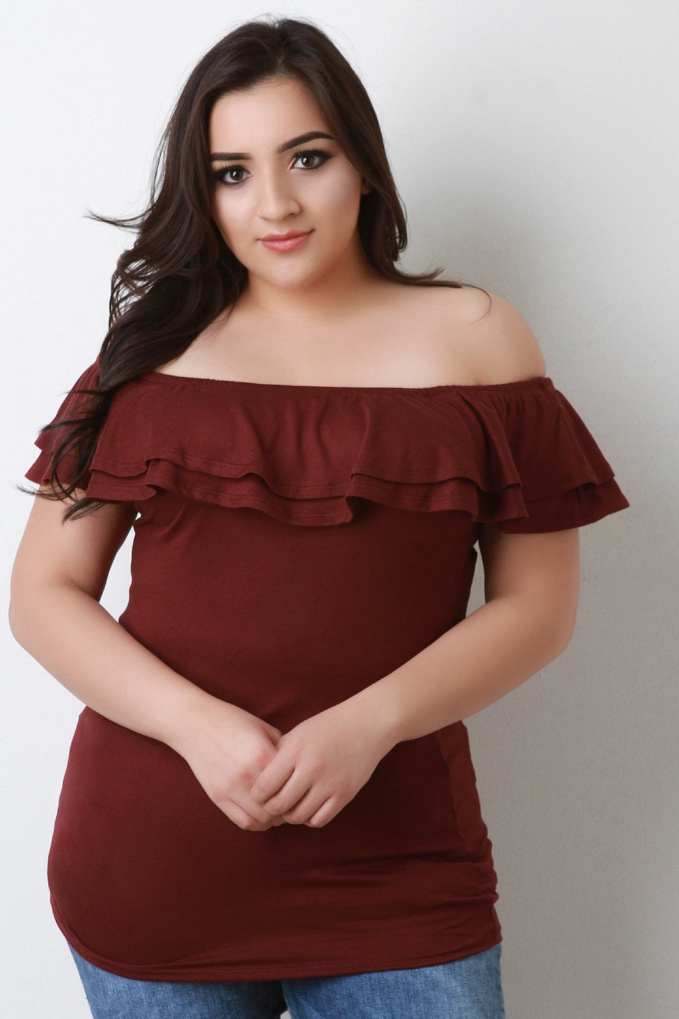 Jersey Knit Tiered Ruffle Top