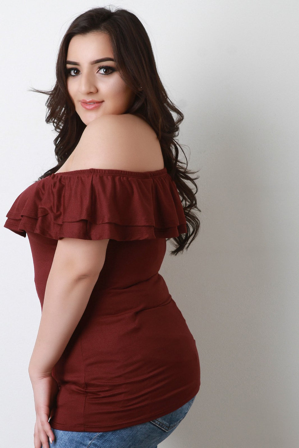 Jersey Knit Tiered Ruffle Top