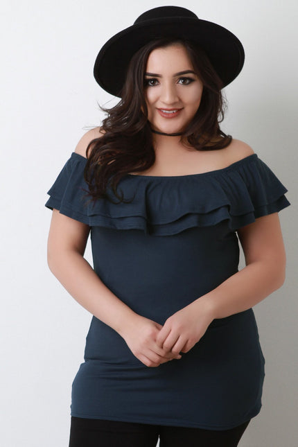 Jersey Knit Tiered Ruffle Top