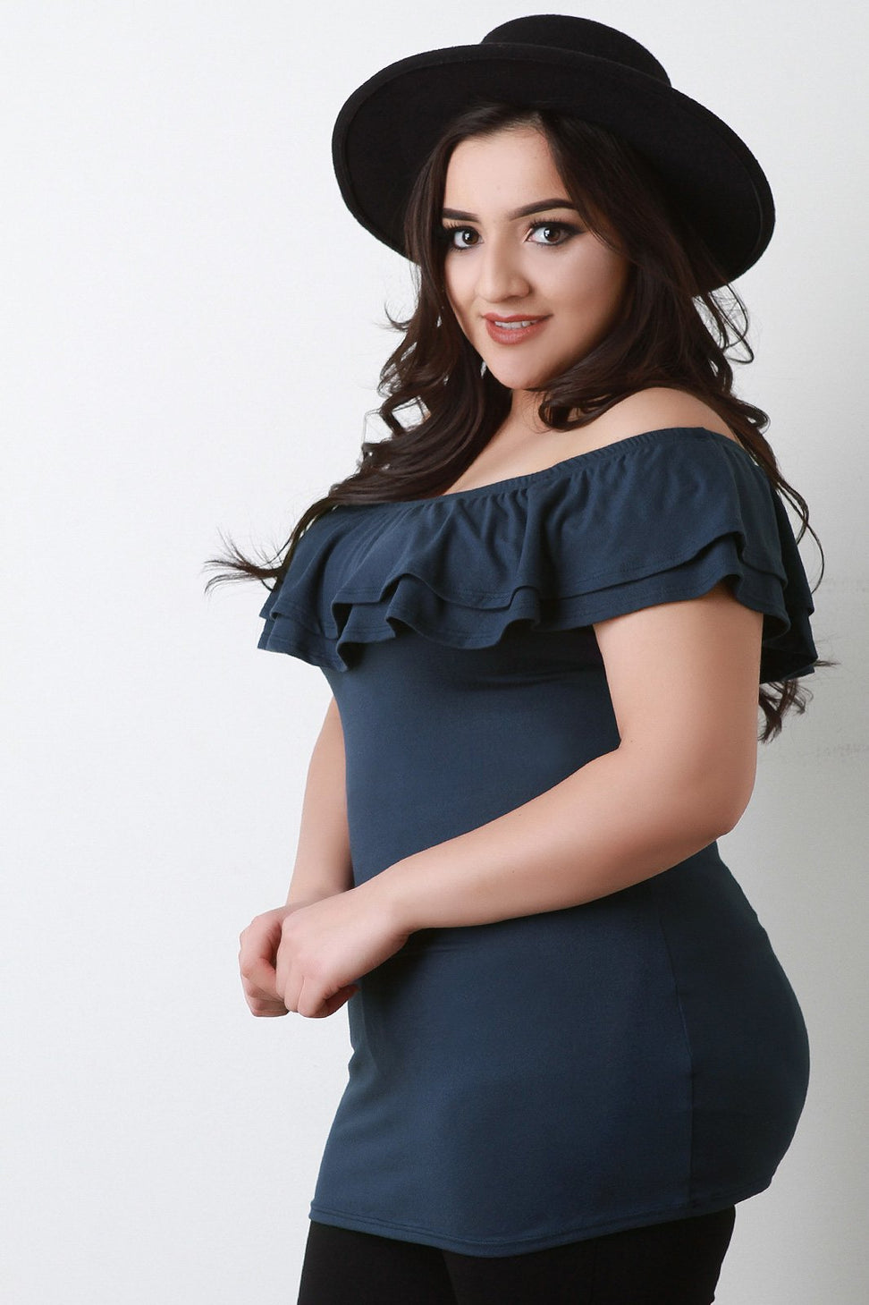 Jersey Knit Tiered Ruffle Top