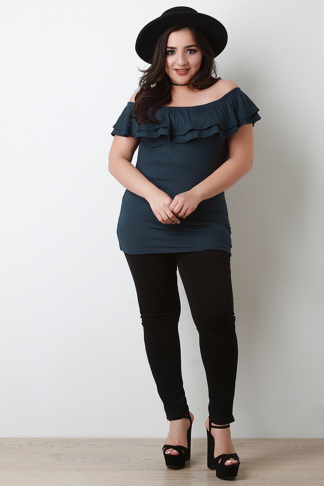 Jersey Knit Tiered Ruffle Top