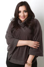 Plus Size Turtleneck Poncho Cape Top
