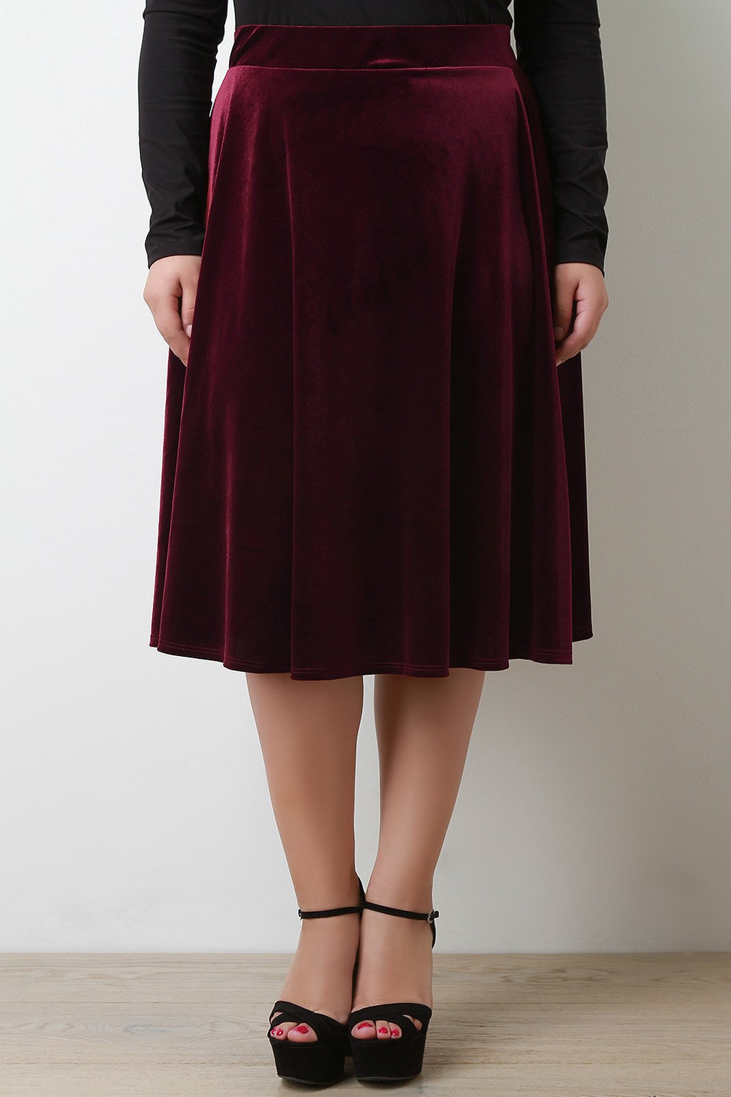 Velvet A-Line Midi Skirt