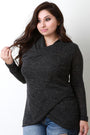 Loose Knit Draped Neck Surplice Wrap Top - NoveltyOne