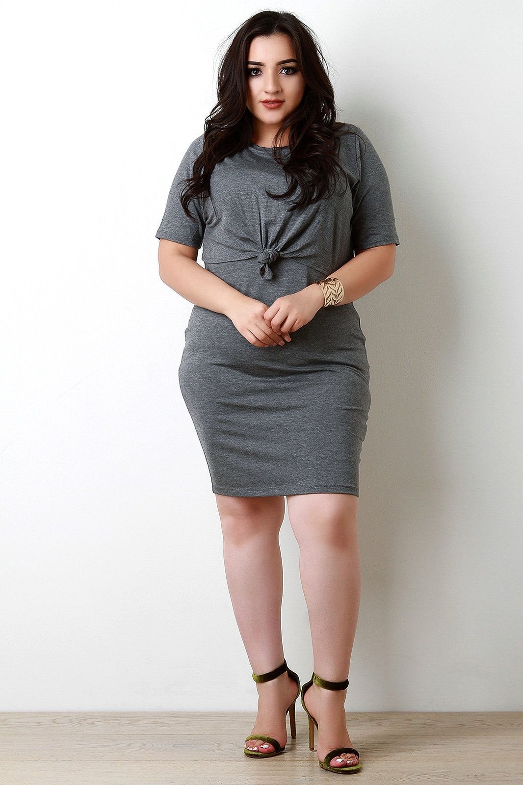 Knot Detail Crop Layer Round Neck Casual Dress