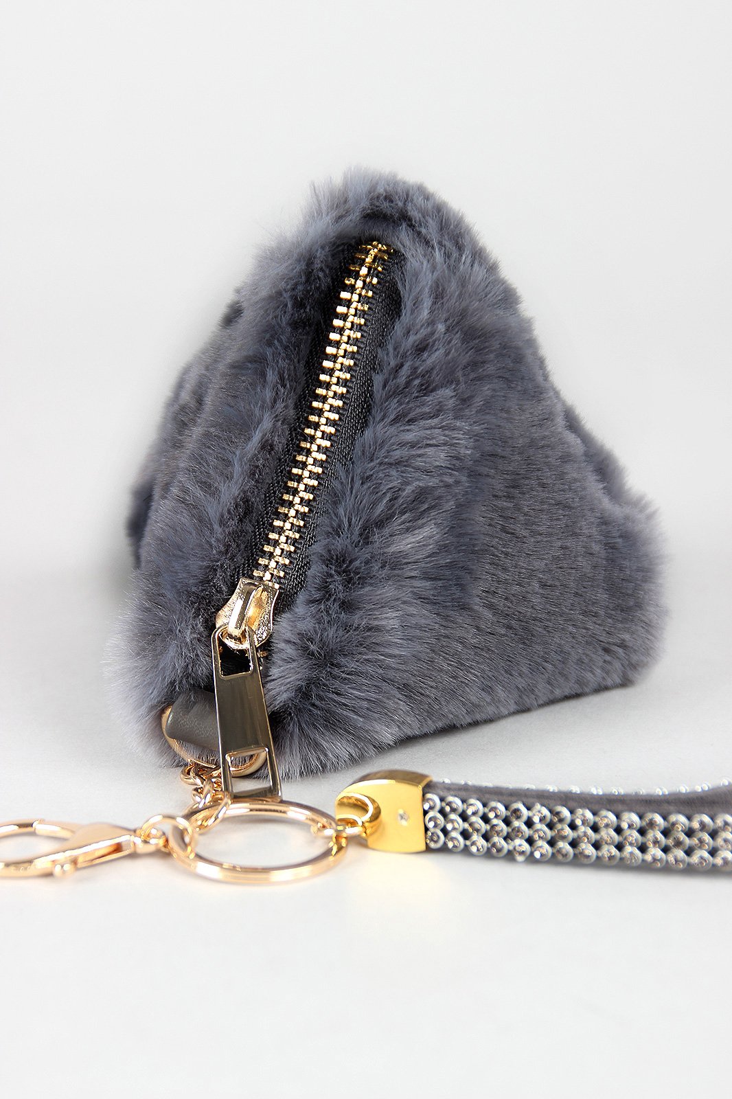 Faux Fur Pyramid Key Chain