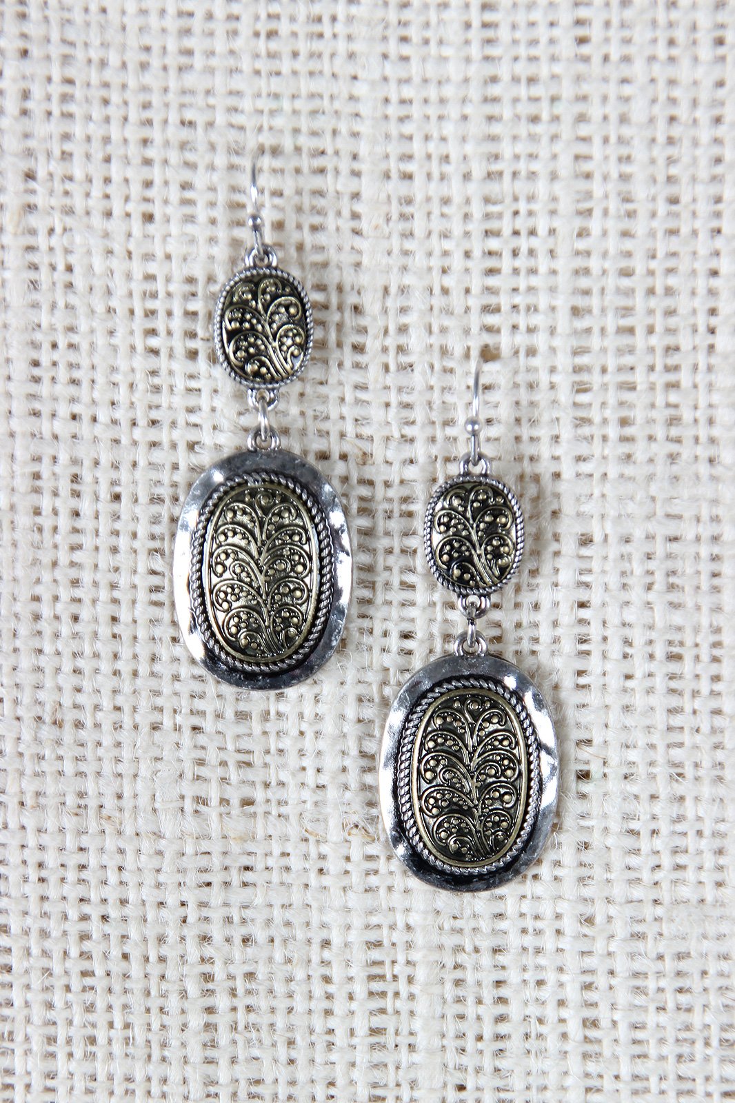 Mixed Metals Double Disc Dangle Earrings