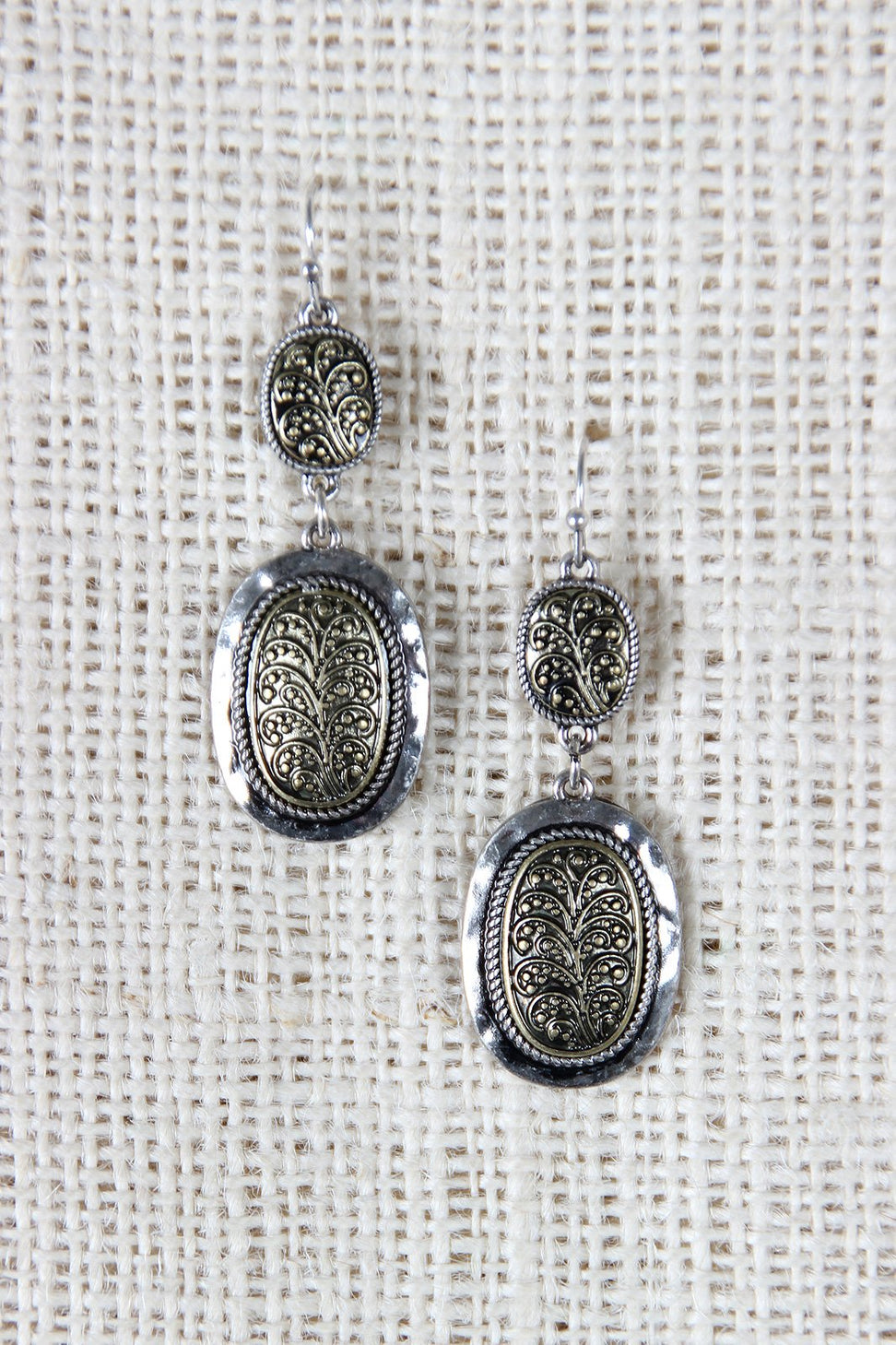 Mixed Metals Double Disc Dangle Earrings