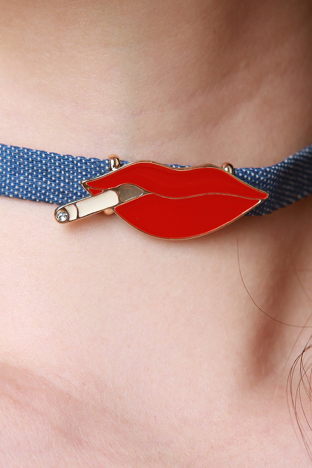 Hot Lips Denim Choker Set