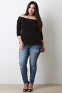 Fold Over Bardot Quarter Sleeve Top - NoveltyOne