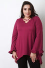 Ruffle Bell Sleeve Sharkbite Top
