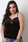Velvet Lace Up low Cut Spaghetti Strap Top