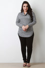 Cowl Neck Rib Knit Rounded Hem Sweater