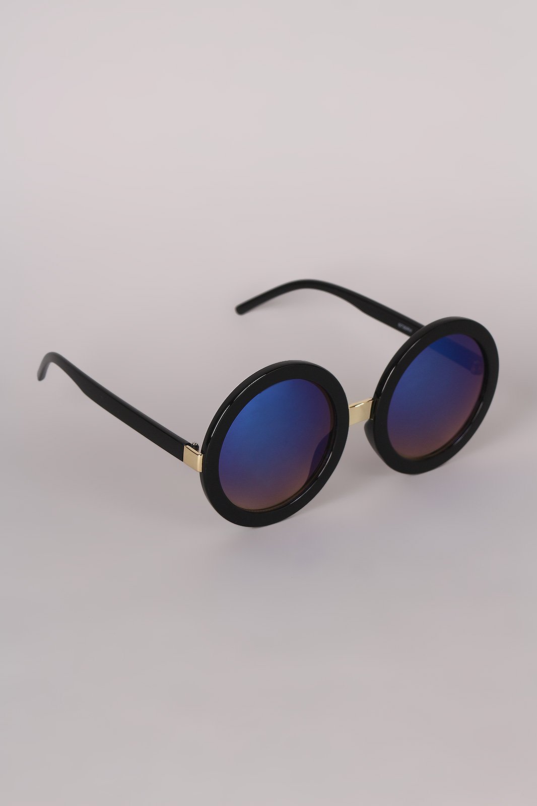 Mirrored Round Plastic Frame Sunglasses