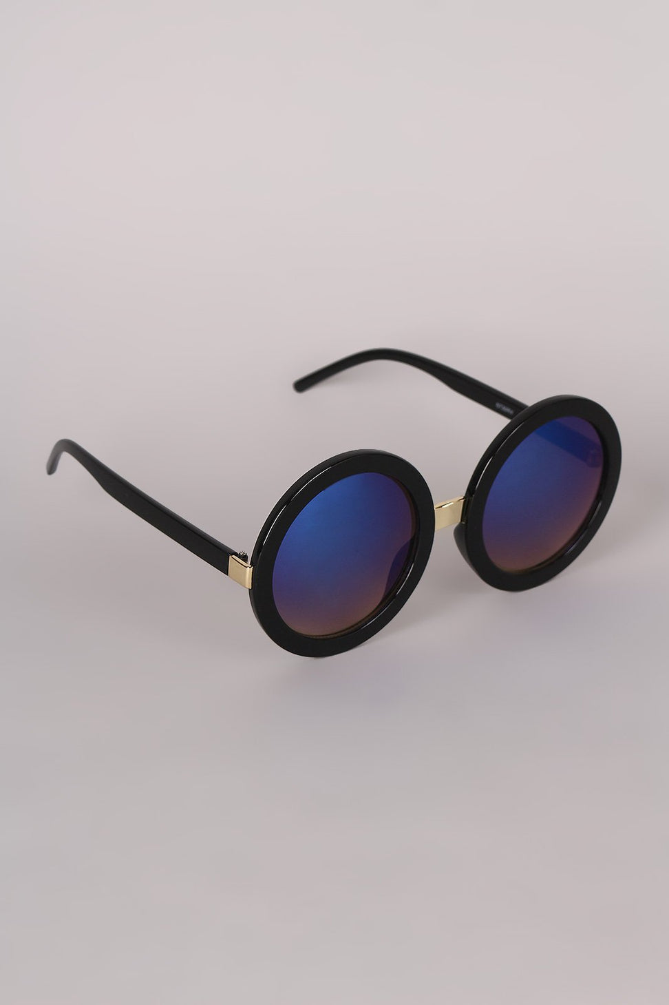 Mirrored Round Plastic Frame Sunglasses