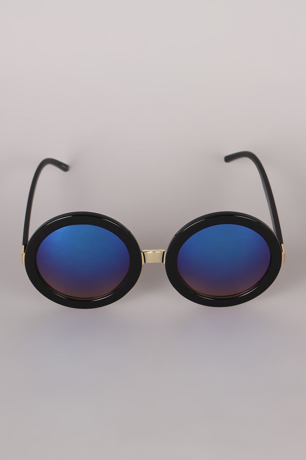 Mirrored Round Plastic Frame Sunglasses