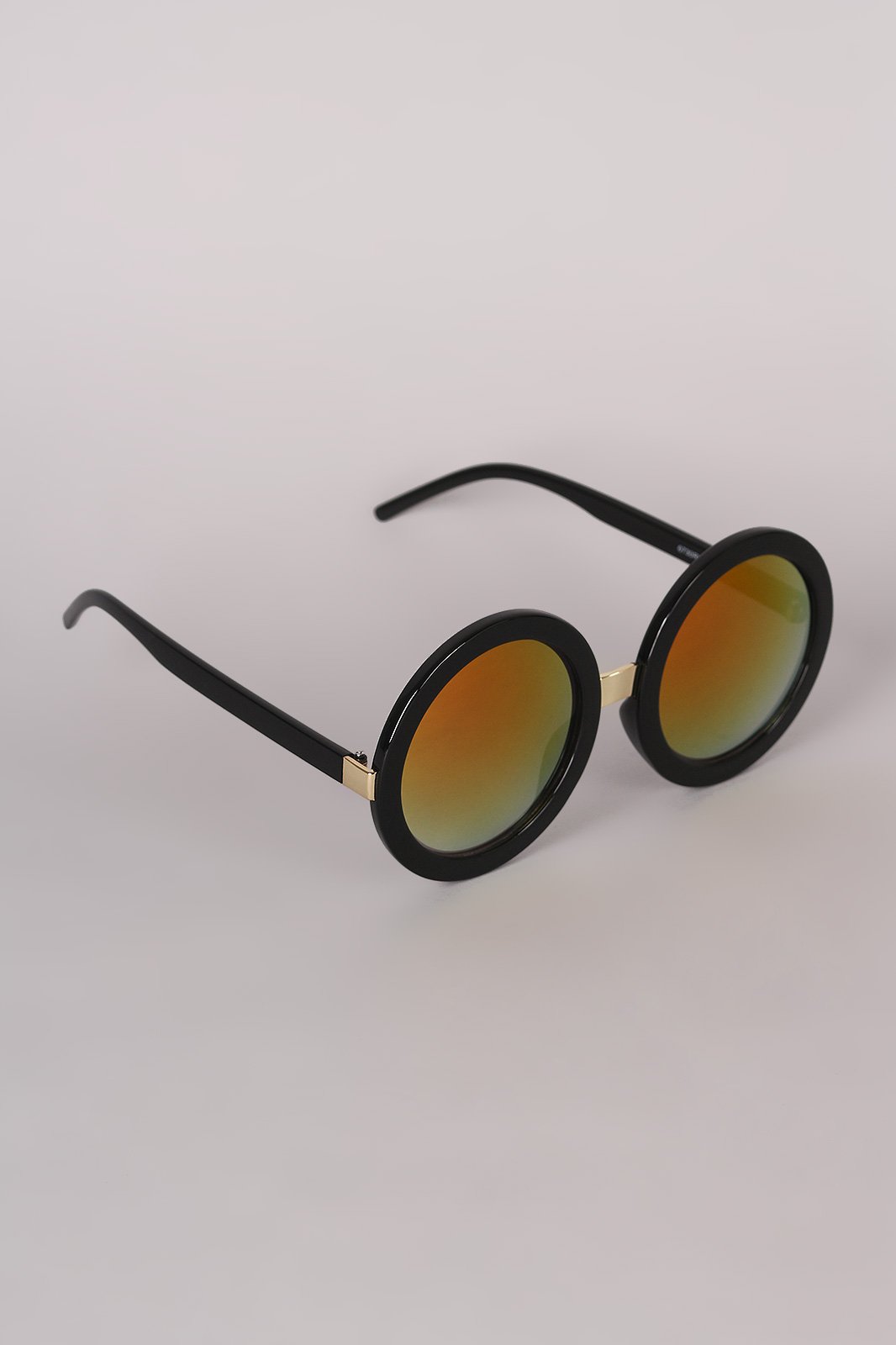 Mirrored Round Plastic Frame Sunglasses