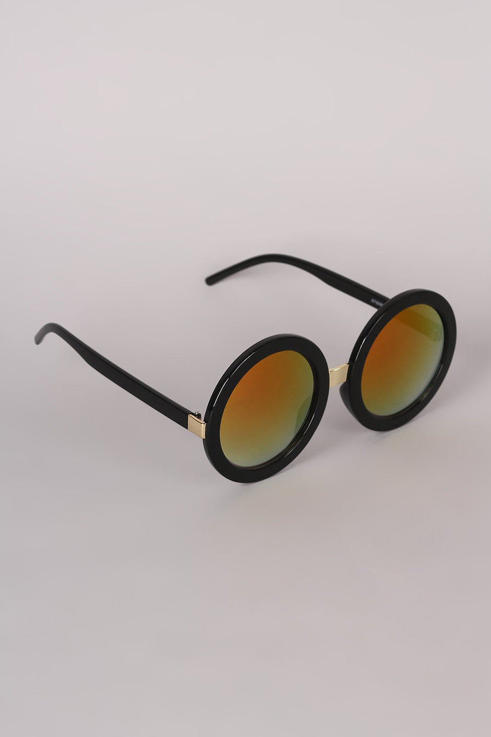 Mirrored Round Plastic Frame Sunglasses