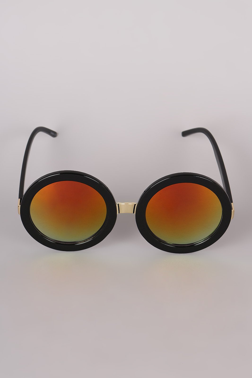 Mirrored Round Plastic Frame Sunglasses
