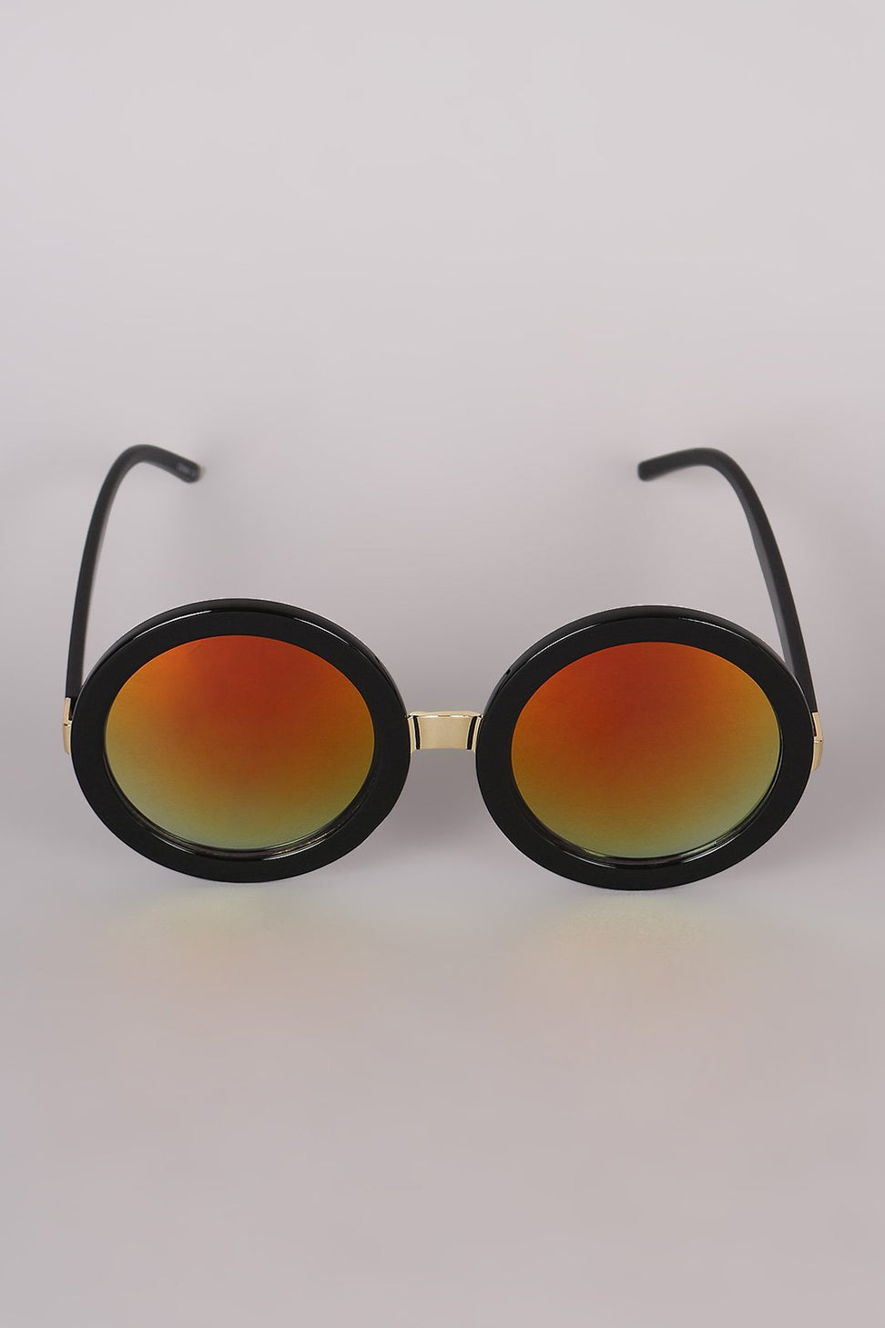 Mirrored Round Plastic Frame Sunglasses