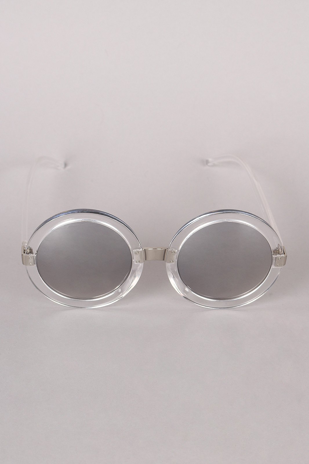 Mirrored Round Plastic Frame Sunglasses