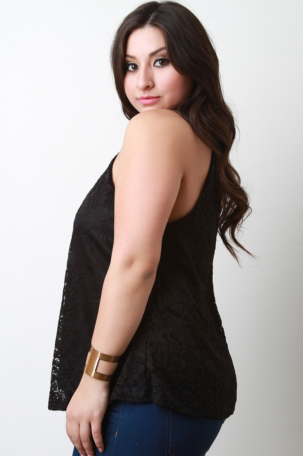 Floral Lace Gold Bar Shift Top