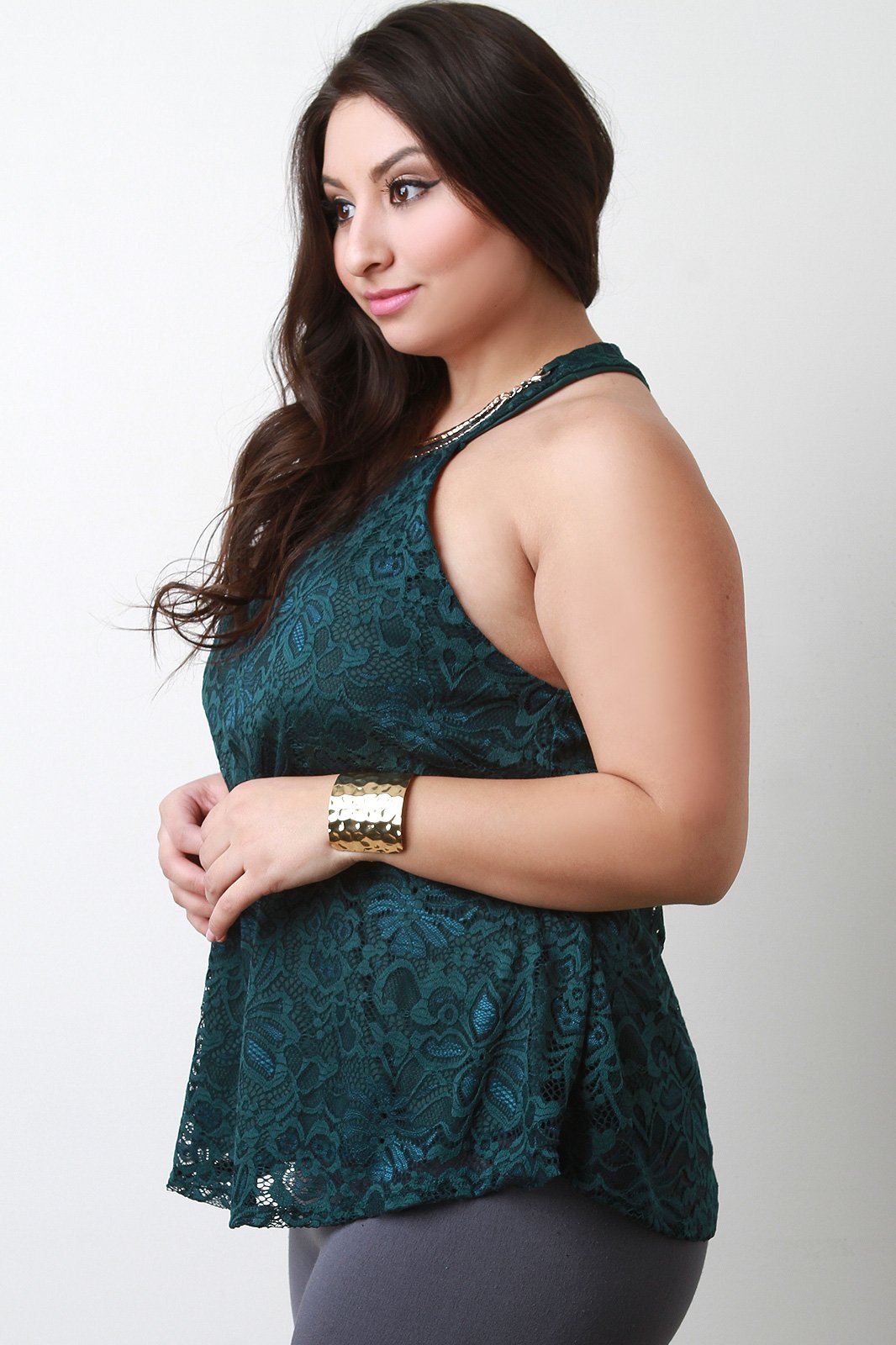 Floral Lace Gold Bar Shift Top