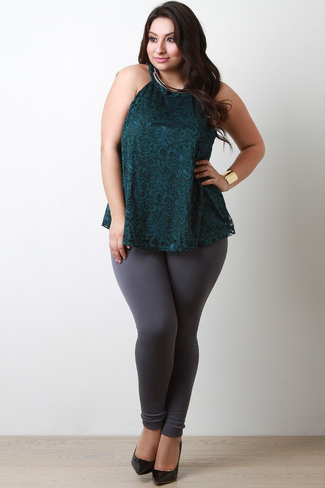 Floral Lace Gold Bar Shift Top