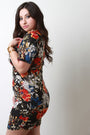 Floral Zipper Front Bodycon Dress