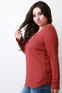 Thermal Knit Banded Keyhole Long Sleeve Top