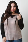 Striped Raglan Sleeve Hooded Top