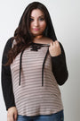 Striped Raglan Sleeve Hooded Top
