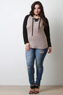 Striped Raglan Sleeve Hooded Top