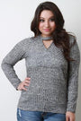 Marled Knit Wrapped Long Sleeves Sweater