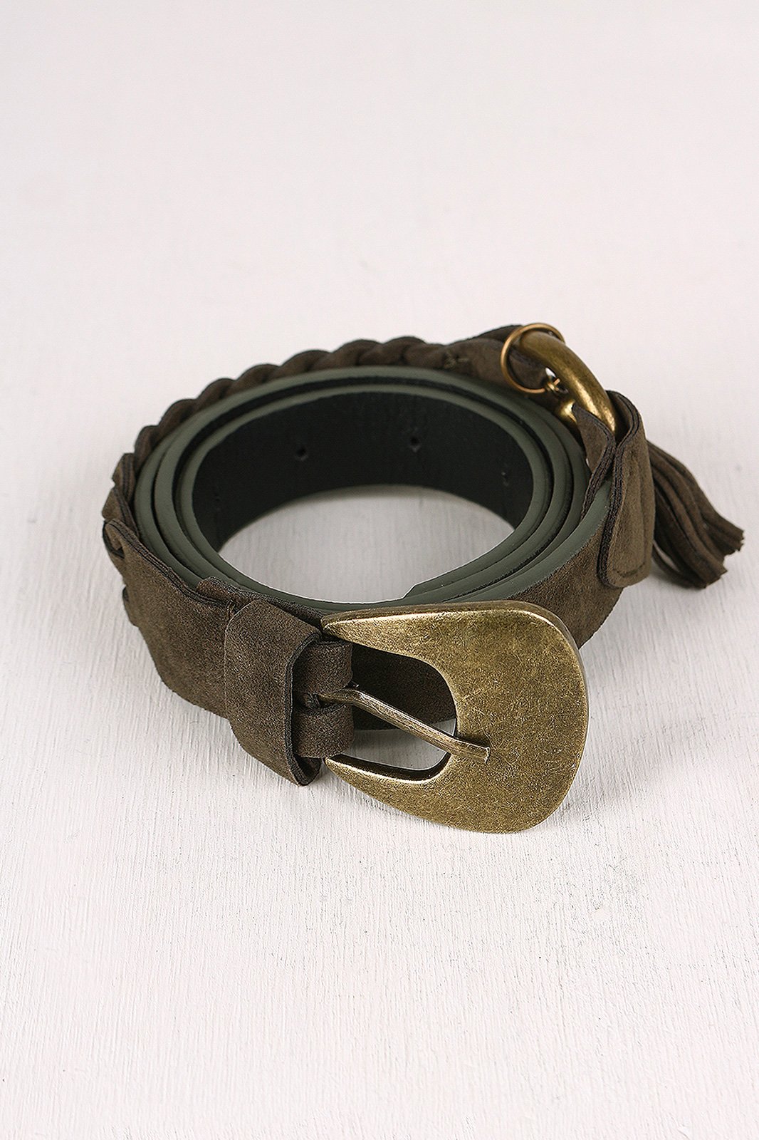 Vegan Suede Braided Detail Belt