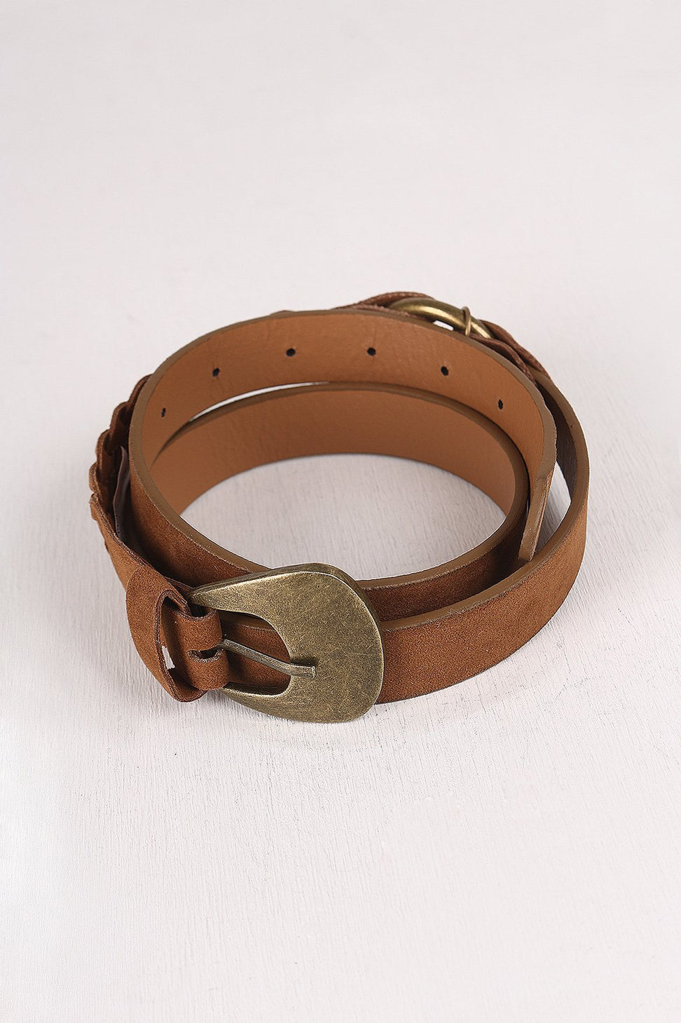 Vegan Suede Braided Detail Belt