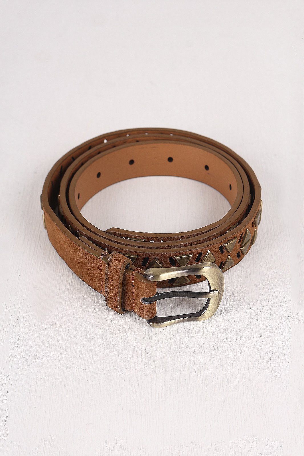 Triangles and Cut Outs Vegan Suede Belt