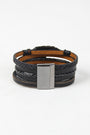 Vegan Leather Multi Band Cuff Bracelet