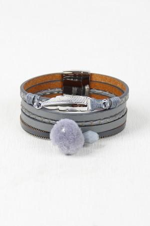 Vegan Leather Multi Band Cuff Bracelet