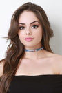 Distressed Denim and Plaid Choker - NoveltyOne