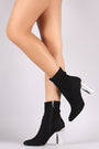 Suede Chunky Clear Heeled Ankle Boots