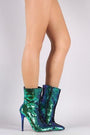 Sequin Pointy Toe Stiletto Ankle Boots