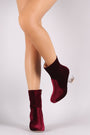 Crushed Velvet Chunky Clear Heeled Ankle Boots