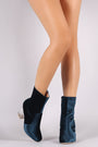 Crushed Velvet Chunky Clear Heeled Ankle Boots