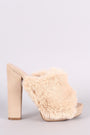 Shoe Republic LA Faux Fur Chunky Platform Mule Heel