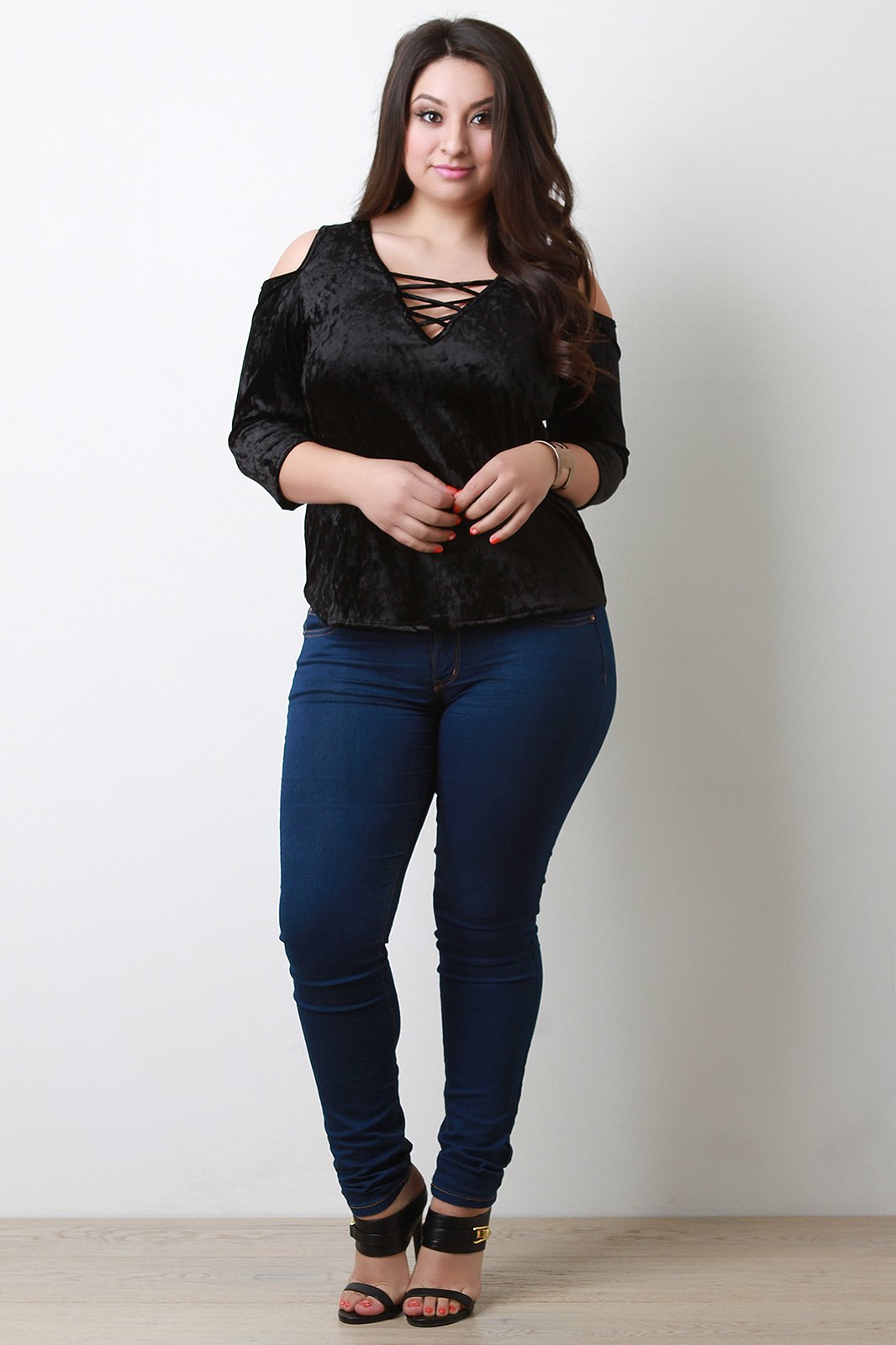 Crush Velvet Criss Cross Design Top