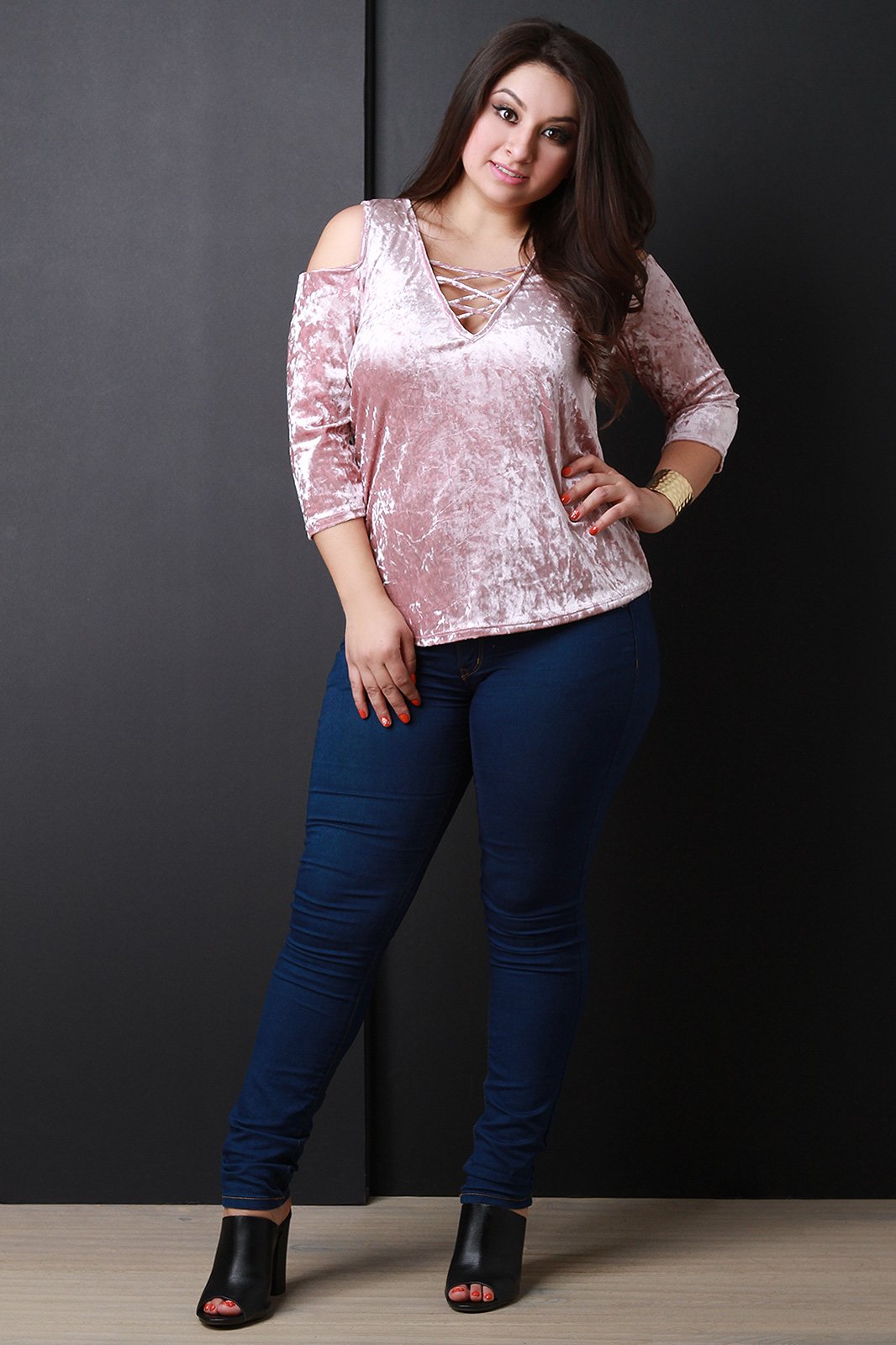 Crush Velvet Criss Cross Design Top