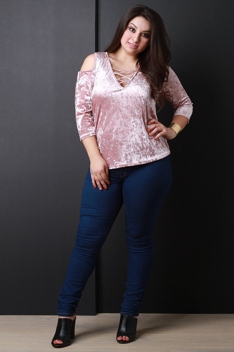 Crush Velvet Criss Cross Design Top